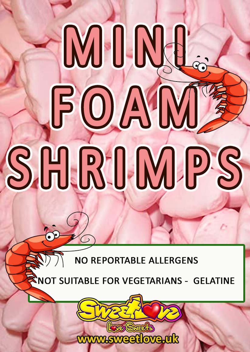 Vending label for Mini Foam Shrimps.
